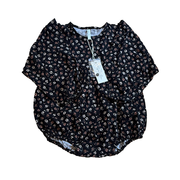 Rylee Cru Girls Black Floral Romper size: 2-3T